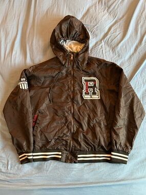 Vintage 90s Rocawear Full Zip Varsity Jacket Hoodie Size Large Y2K Embroidered